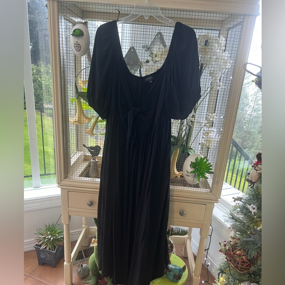 Eloquii Nordstrom Black Maxi Peasant Dress 22 3X